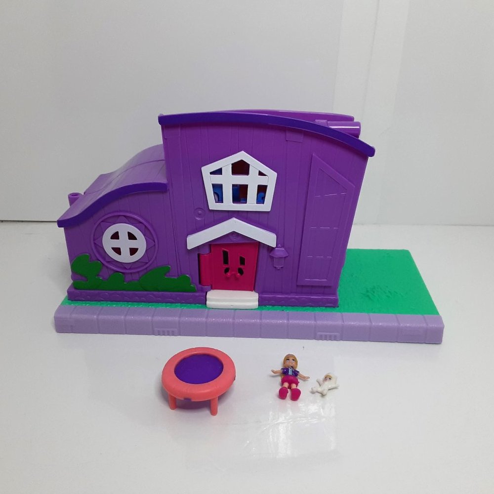 Polly Pocket Pollyville Pocket Playset House 2018 Mattel 2 Characters Trampoline